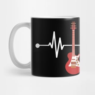 Funny Electric Guitar EKG Heartbeat Guitarist Music Lover Mug